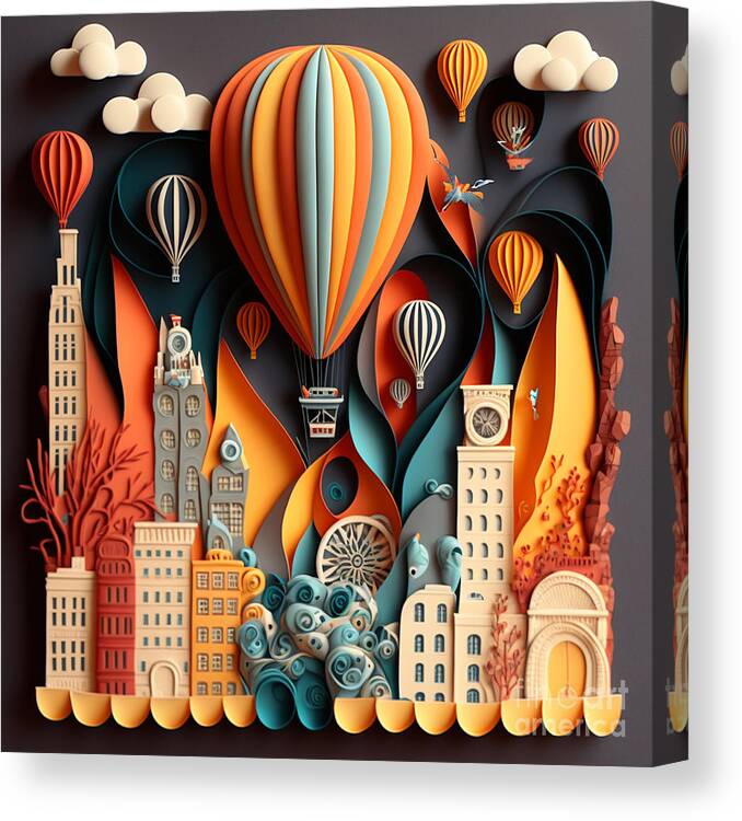 Balloon Races Canvas Print featuring the digital art Balloon Races by Jay Schankman