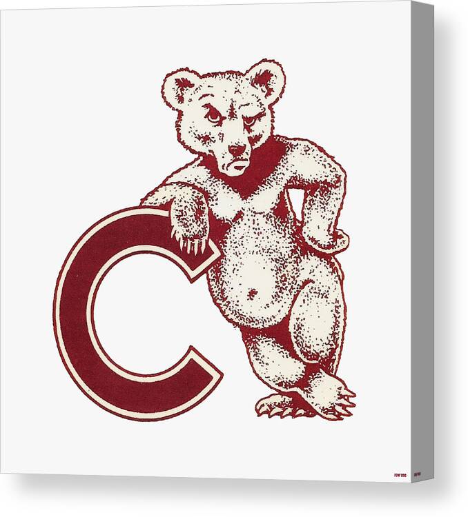 Cornell Canvas Print featuring the mixed media 1950's Cornell Touchdown Bear by Row One Brand
