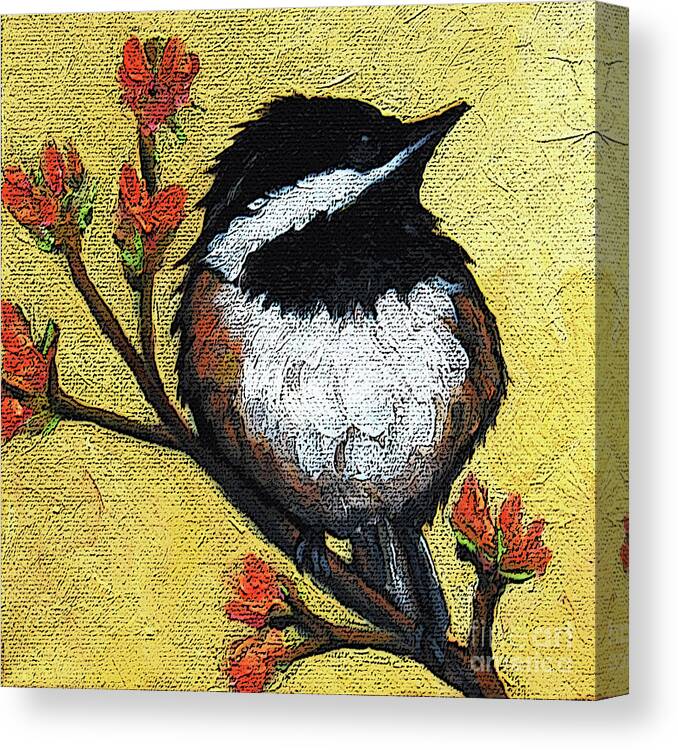Bird Canvas Print featuring the painting 2 Chickadee by Victoria Page