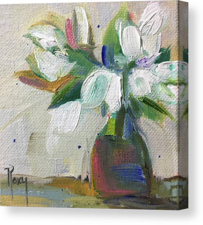 Gardenias Canvas Print featuring the painting Gardenias #2 by Roxy Rich