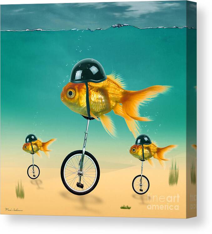  Gold Fish Canvas Print featuring the digital art Gold Fish 3 #2 by Mark Ashkenazi