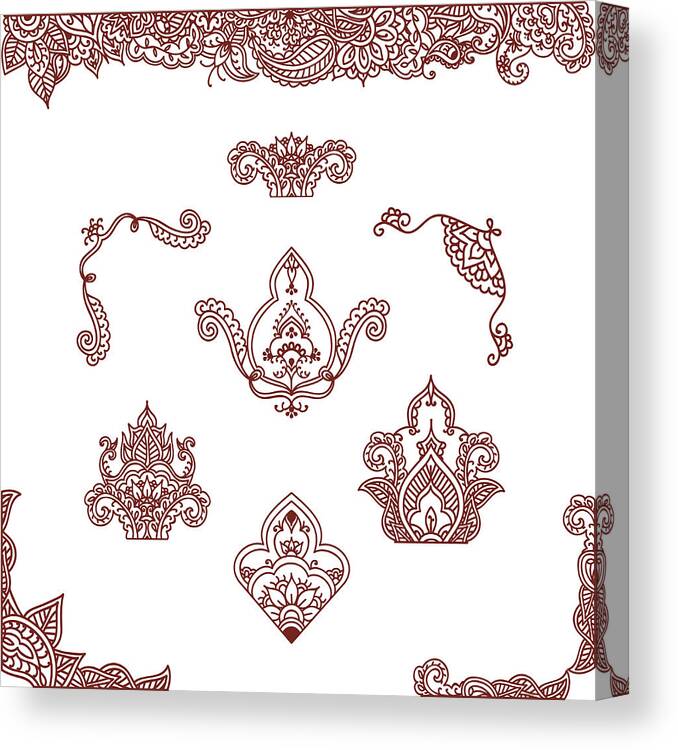 Leaf Canvas Print featuring the drawing Mehndi Ornaments #2 by Hpkalyani