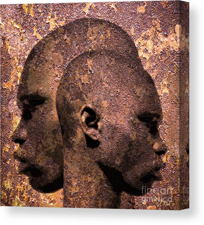 Heads Canvas Print featuring the digital art 2 Profiles In One by Walter Neal
