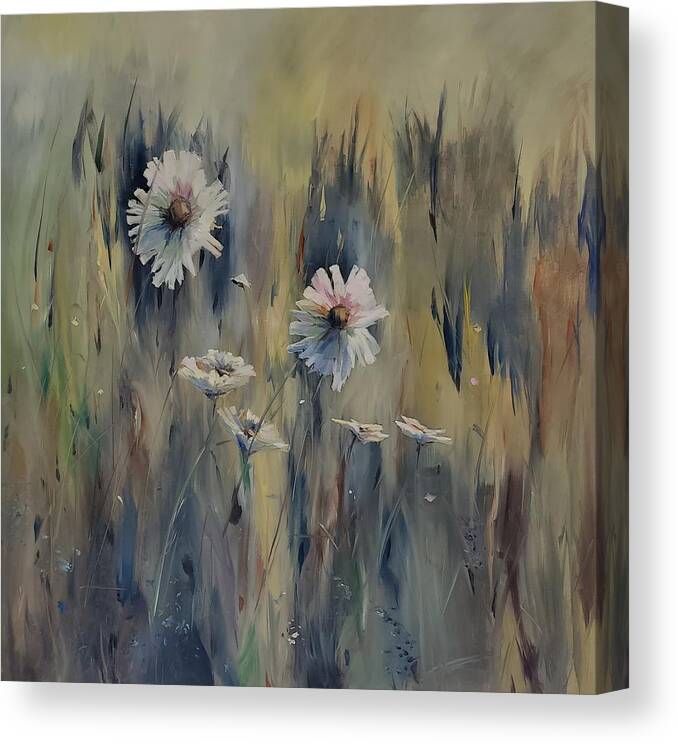 Wildflowers Canvas Print featuring the painting Wild Daisies #1 by Sheila Romard