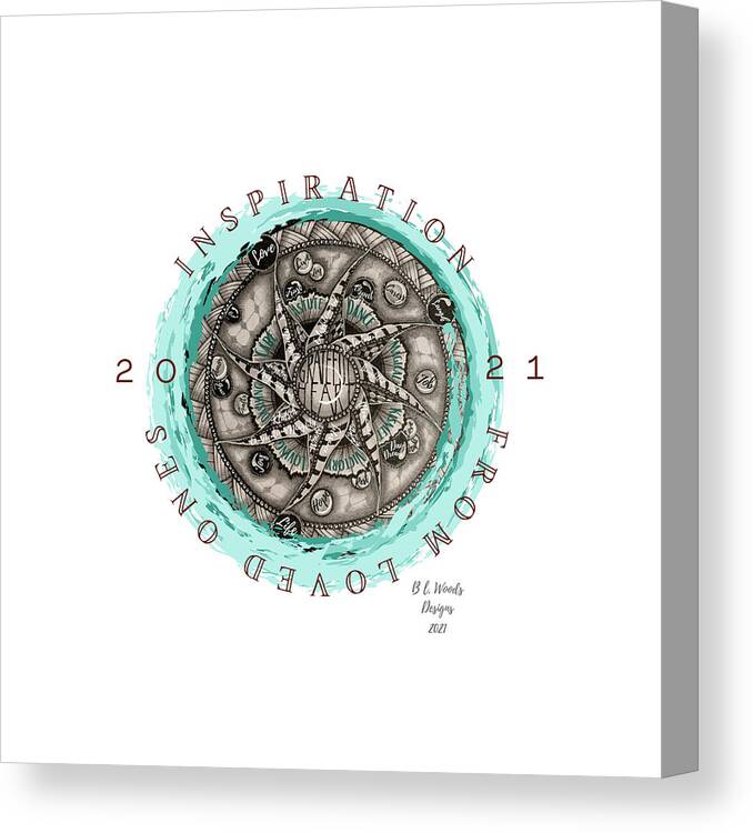 Mandala Canvas Print featuring the mixed media 2021 Inspiration Mandala by Brenna Woods