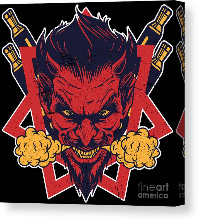 Vape Canvas Print featuring the digital art Cloud Chaser Vaping Devil #3 by Mister Tee