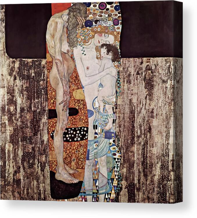 Gustav Klimt Canvas Print featuring the painting The Three Ages of the Woman by Gustav Klimt by Mango Art