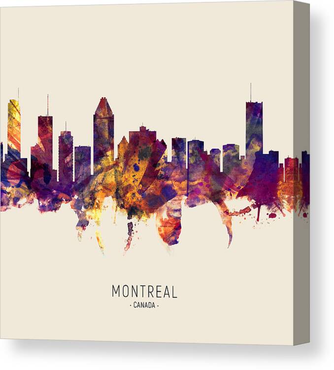 Montreal Canvas Print featuring the photograph Montreal Canada Skyline #35 by Michael Tompsett