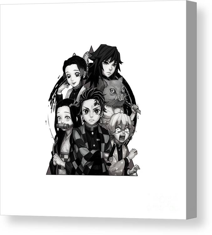 Tanjiro, Nezuko, Zenitsu & Inosuke  Anime canvas art, Anime drawings,  Anime canvas