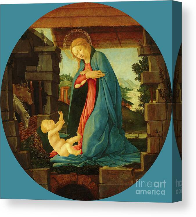 Botticelli Madonna And Child Canvas Print featuring the painting The Virgin Adoring the Child #4 by Sandro Botticelli