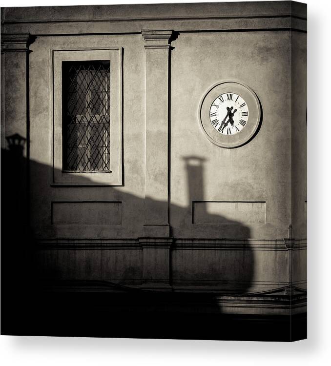 Clock Canvas Print featuring the photograph 5.35pm by Dave Bowman