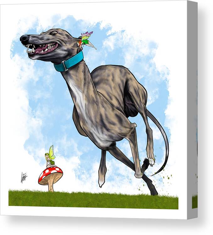 6448 Canvas Print featuring the drawing 6448 Rhoades by Canine Caricatures By John LaFree