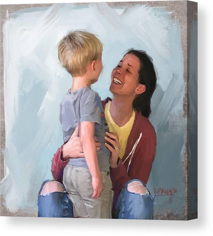  Canvas Print featuring the painting A Flower For Mother by Lee Percy