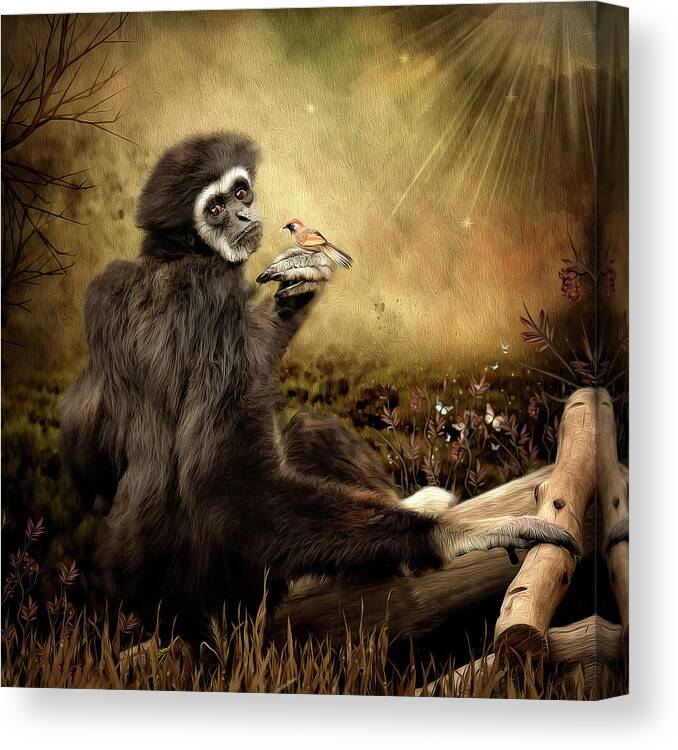 Monkey Canvas Print featuring the digital art A Friend by Maggy Pease