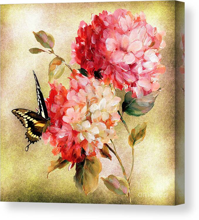 Butterfly On Flower Canvas Print featuring the mixed media A Gentle Touch by Morag Bates