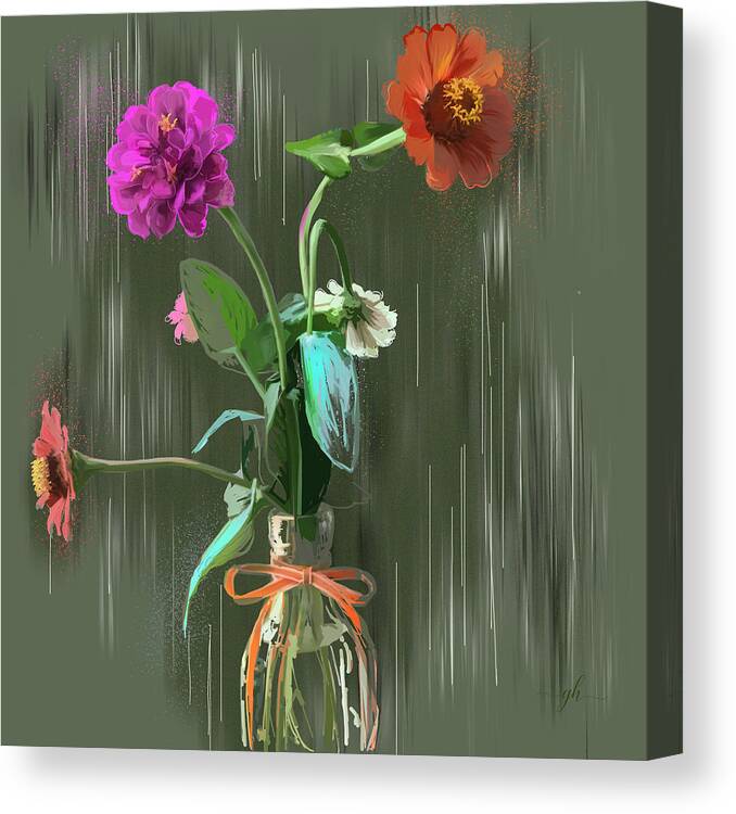 Flowers Canvas Print featuring the digital art A Little Ornament by Gina Harrison