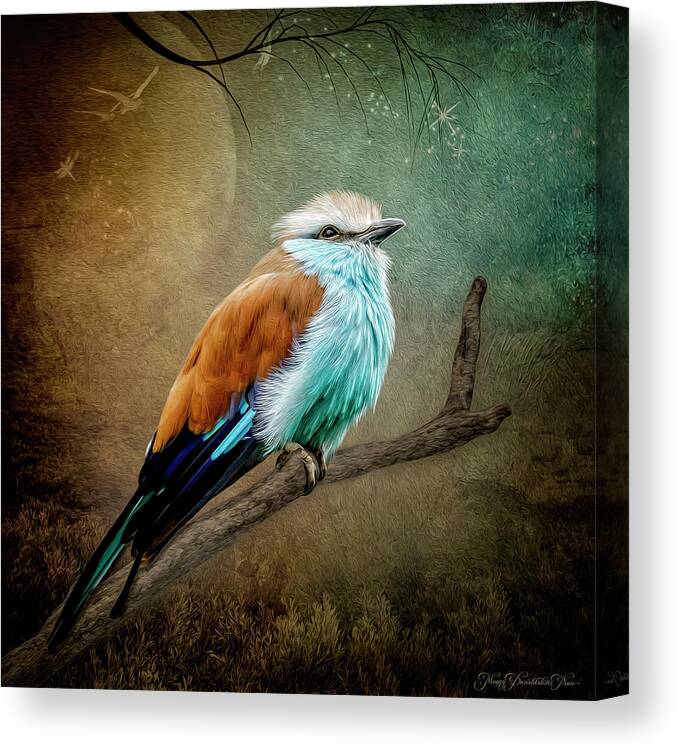 Bird Canvas Print featuring the digital art A Pause in Time by Maggy Pease