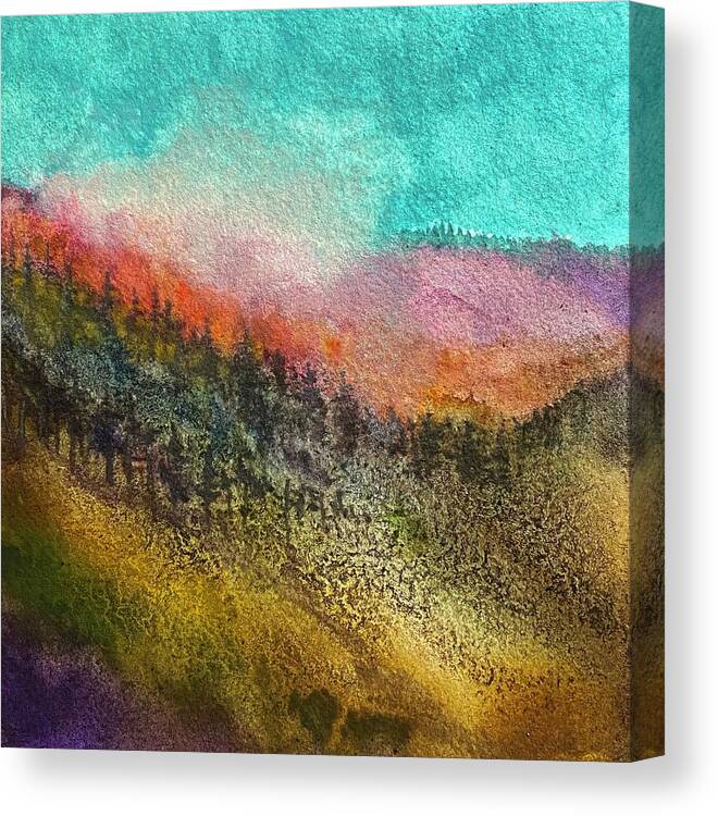 Fire Canvas Print featuring the painting A Stand of Pines by Tonja Opperman