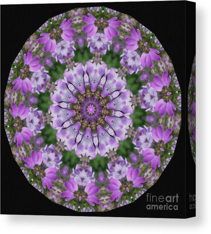 Purple Canvas Print featuring the digital art Abstract Floral Mandala by Yvonne Johnstone