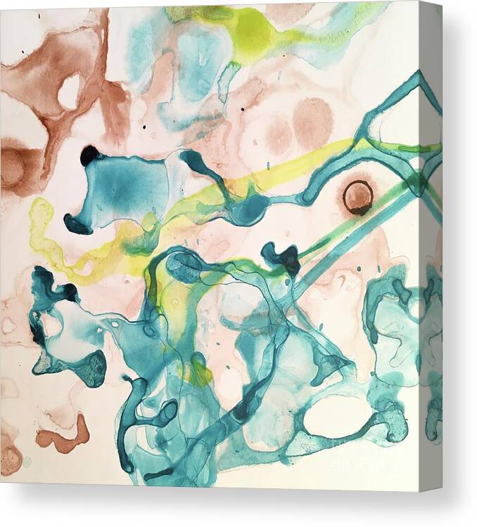 Aqua Canvas Print featuring the painting Abstract II by Liana Yarckin
