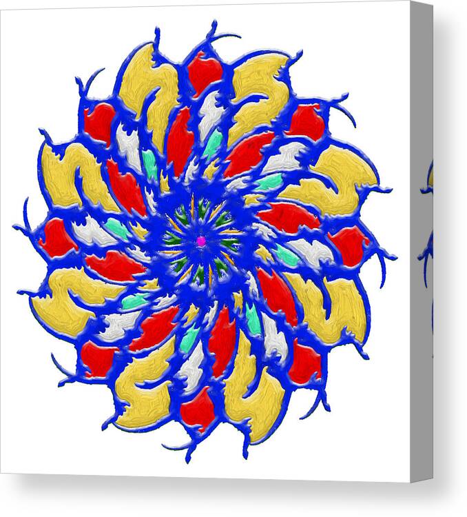 Abstract Canvas Print featuring the digital art Abstract Multi Colored Flower by John Haldane