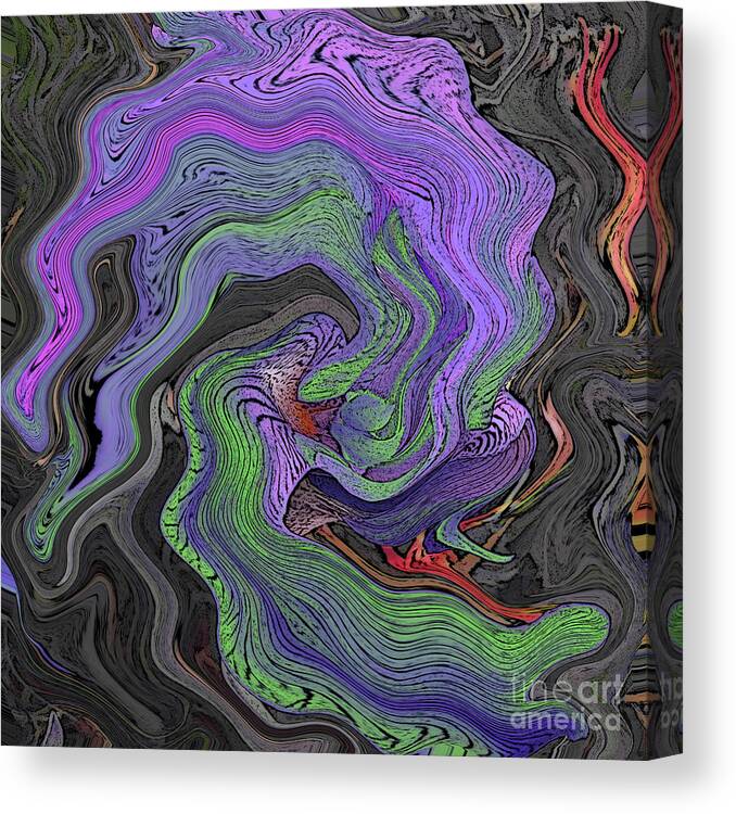 Iris Canvas Print featuring the digital art Abstract Neon Iris by Conni Schaftenaar