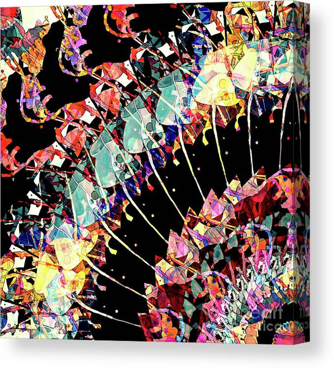 Concentric Canvas Print featuring the digital art Abstract Spinning Colors by Phil Perkins