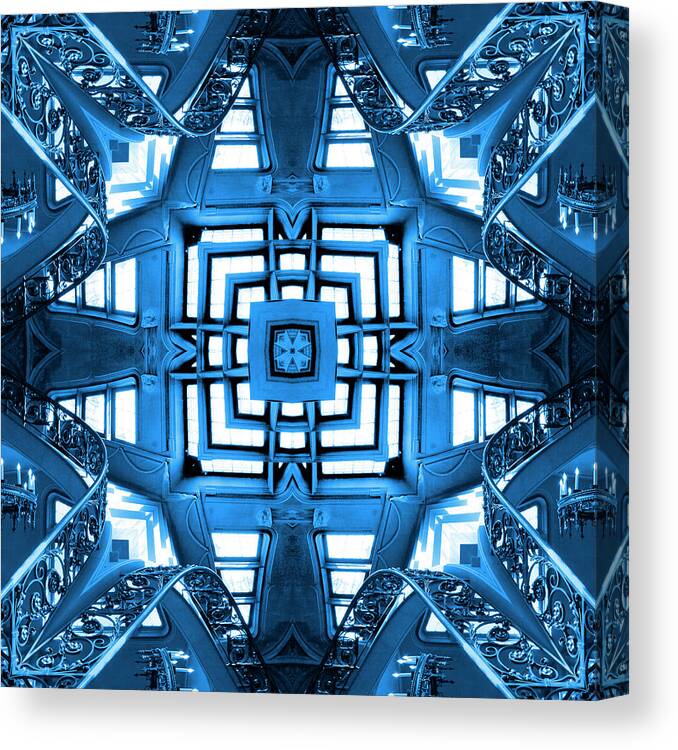 Abstract Stairs Canvas Print featuring the photograph Abstract Stairs 5 in Blue by Mike McGlothlen