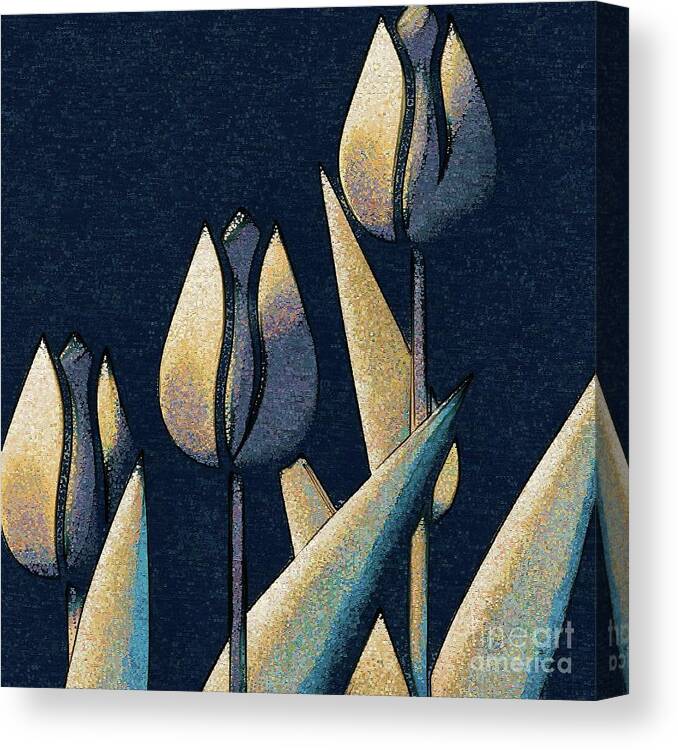Tulips Canvas Print featuring the digital art Abstract Tulip Flowers - 2 by Philip Preston