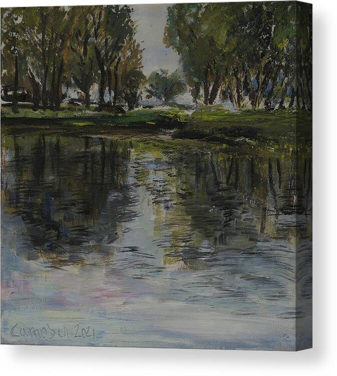 Landscape Canvas Print featuring the painting Across the Water by Helen Campbell