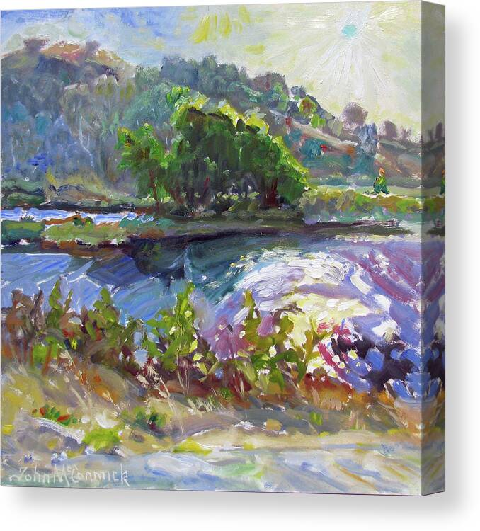Jenner Canvas Print featuring the painting Afternoon Light, Russian River by John McCormick