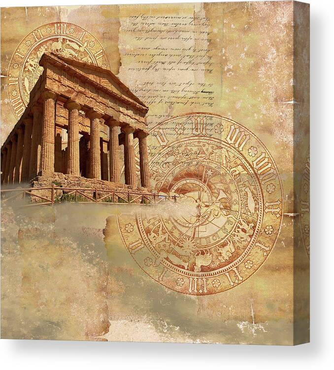 Agrigento Canvas Print featuring the digital art Agrigento Time Travel by Nancy Merkle