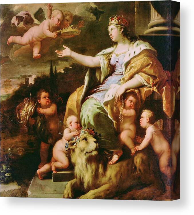 Allegory Of Magnanimity Canvas Print featuring the painting Allegory of Magnanimity - Digital Remastered Edition by Luca Giordano