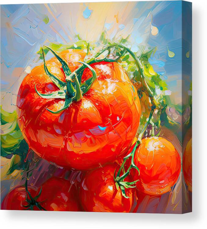 Tomatoes Canvas Print featuring the digital art Alluring Red by Lourry Legarde