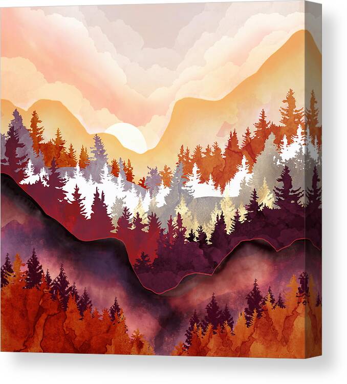 Digital Canvas Print featuring the digital art Amber Forest by Spacefrog Designs