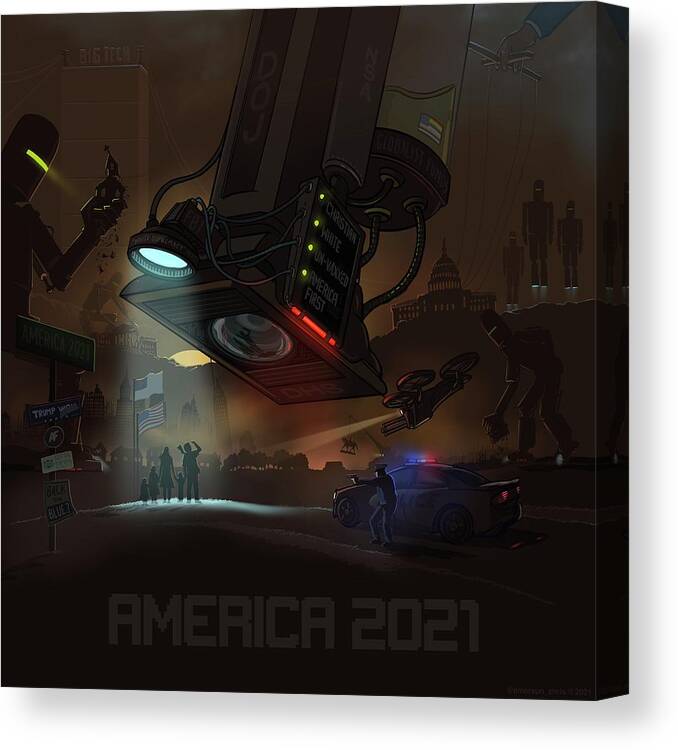 Globalist American Empire Canvas Print featuring the digital art America 2021 with title by Emerson Design