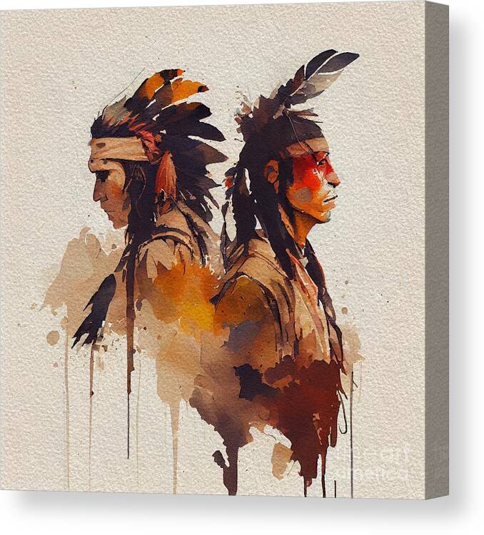 Watercolor Canvas Print featuring the digital art Americans by Joshua Barrios
