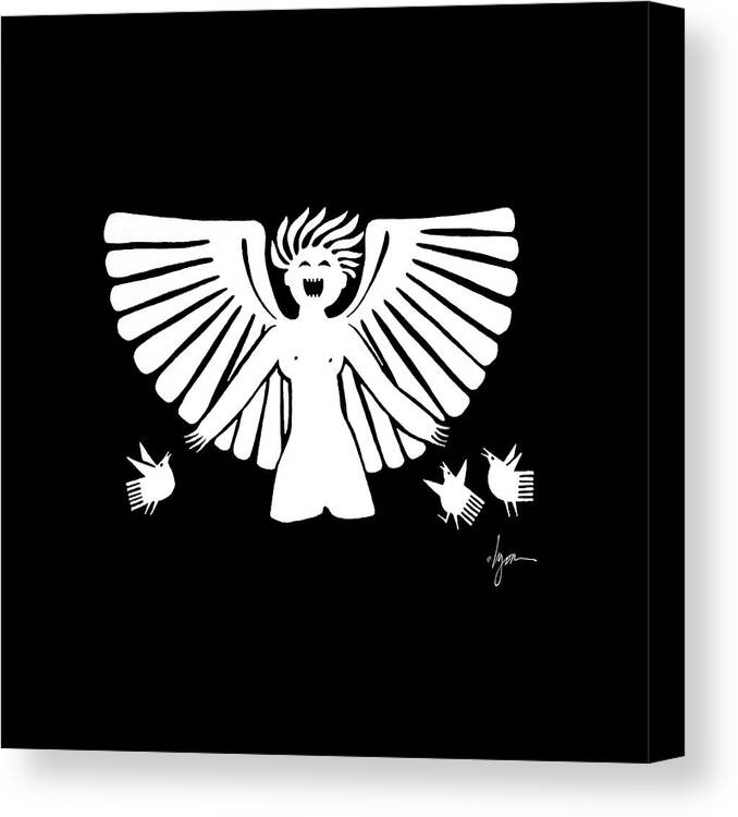 Black And White Canvas Print featuring the drawing Angel Song by Angela Treat Lyon
