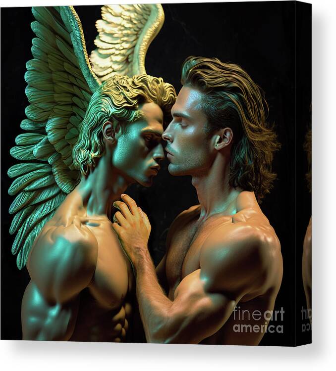 Angels Canvas Print featuring the digital art Angels In Love by Mark Ashkenazi