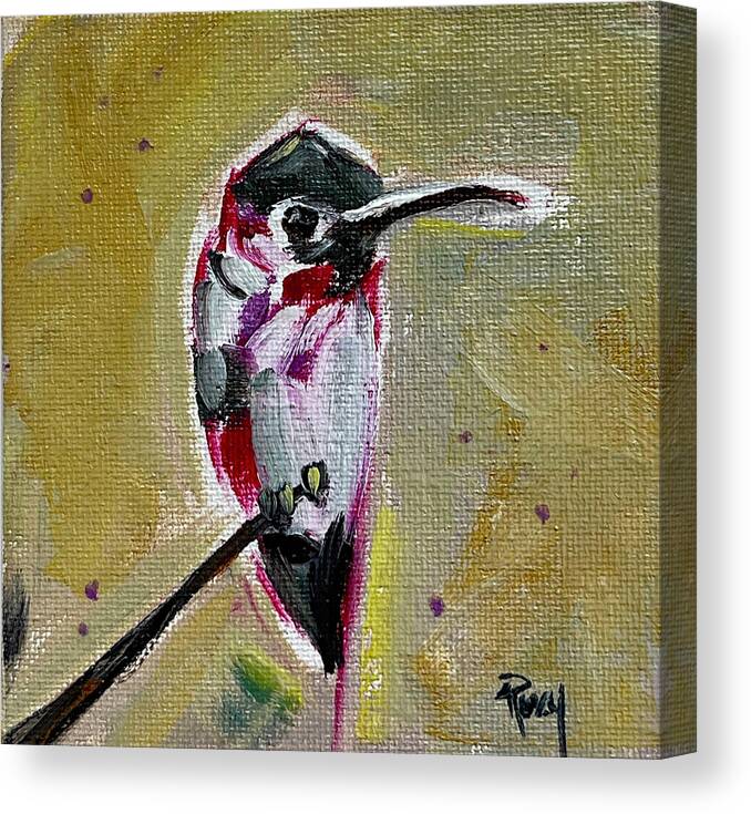 Hummingbird Canvas Print featuring the painting Annas Hummingbird by Roxy Rich