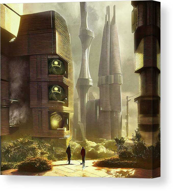 Ai Canvas Print featuring the digital art Appointment in Desert City by Micah Offman
