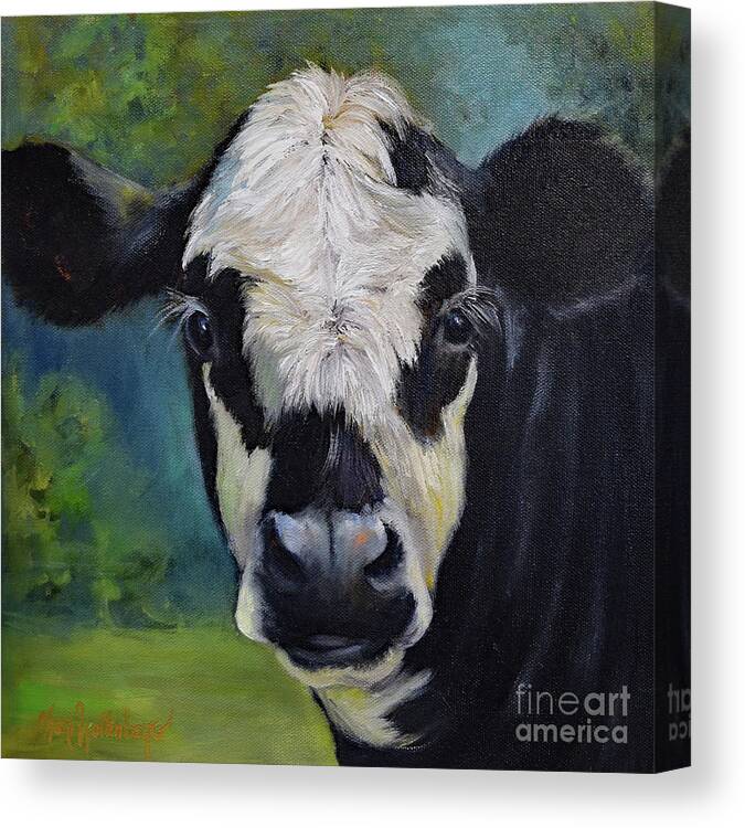 Cow Canvas Print featuring the painting Archie Cow Painting By Cheri Wollenberg by Cheri Wollenberg