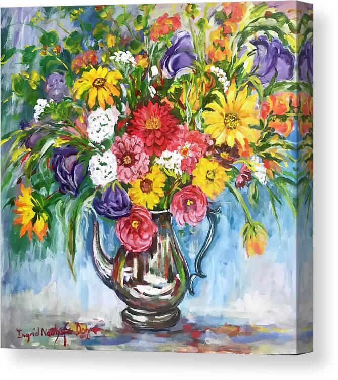 Flowers Canvas Print featuring the painting Arrangement by Ingrid Dohm