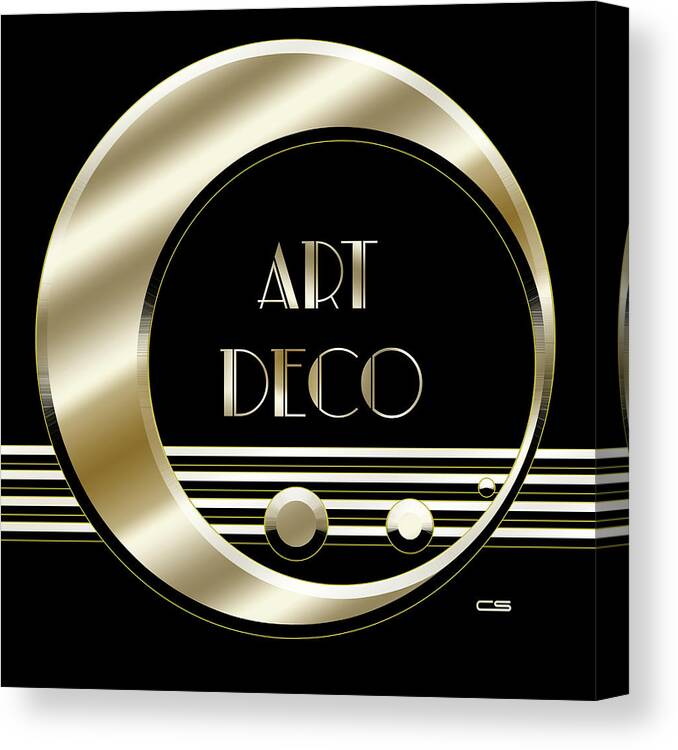 Artdeco Logo Gold Canvas Print featuring the digital art Art Deco Logo - Black and Gold by Chuck Staley