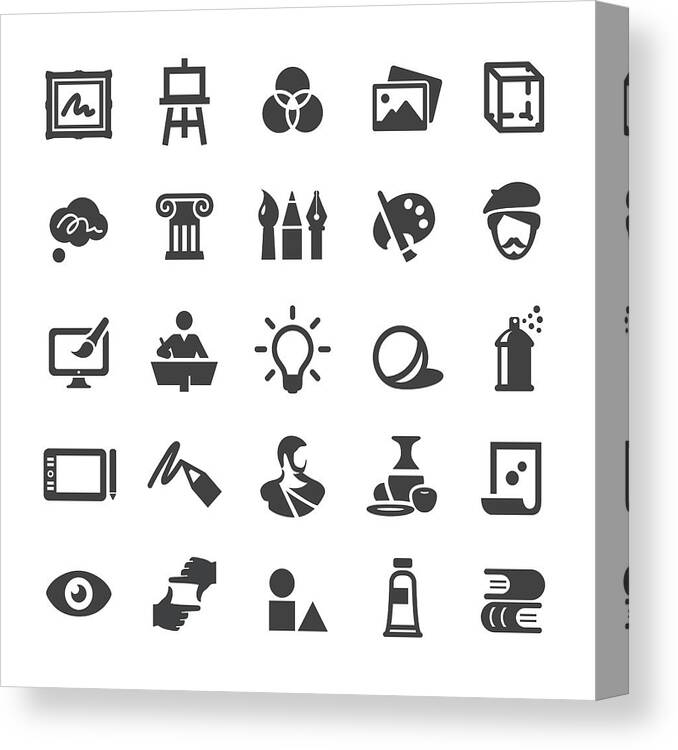 Vector Canvas Print featuring the drawing Art Education Icons Set - Smart Series by -victor-