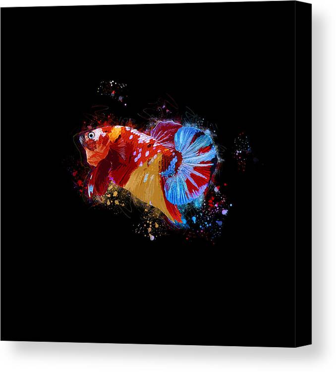 Artistic Canvas Print featuring the digital art Artistic Nemo Multicolor Betta Fish by Sambel Pedes
