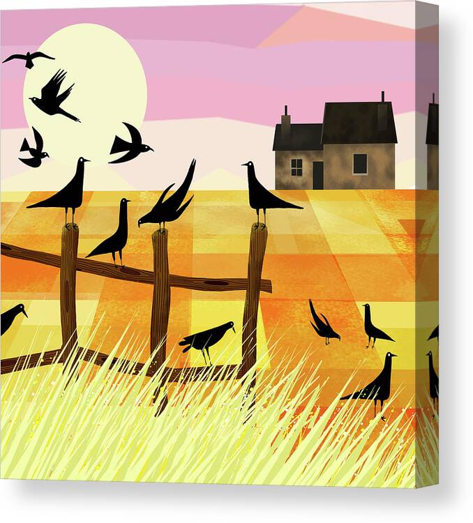 Landscape Canvas Print featuring the mixed media As The Crow Flies by Andrew Hitchen