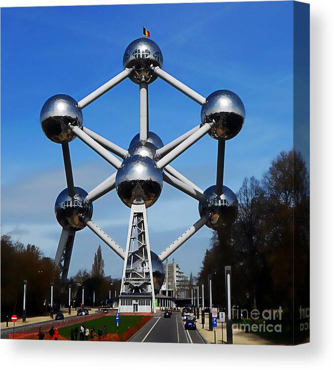 The Atomium In Brussels Photograph Canvas Print featuring the photograph Atomium Brussels by Joseph J Stevens