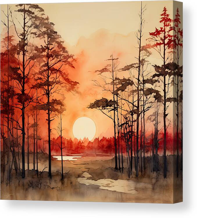 Red And Gray Canvas Print featuring the painting Autumn Splendor by Lourry Legarde