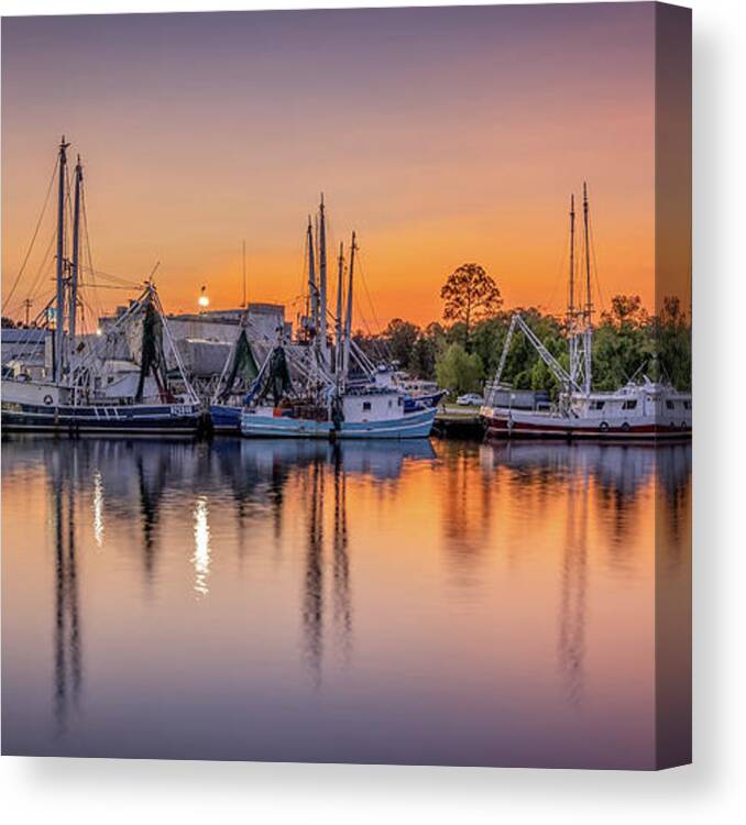 Sunset Canvas Print featuring the photograph Bayou Sunset Panorama, 9/7/20 by Brad Boland